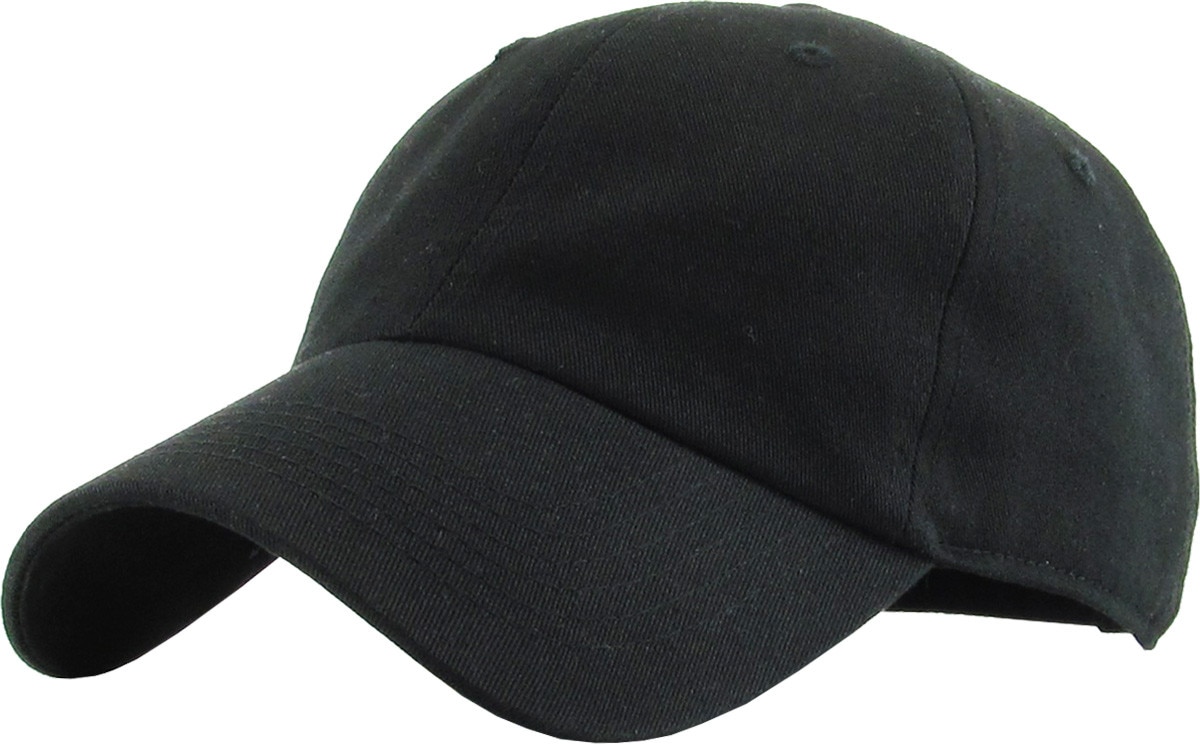 Black Low Profile Baseball Caps Front Side View